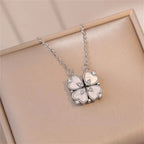Collar Gargantilla con Colgante de Trébol de 4 Hojas Amuleto de la Suerte plata