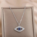 Collar con colgante de circonio Ojo Turco Azul Mala Suerte plata