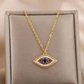 Collar con colgante de circonio Ojo Turco Azul Mala Suerte oro