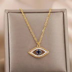 Collar con colgante de circonio Ojo Turco Azul Mala Suerte oro