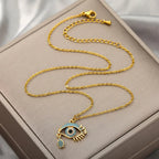 Collar con colgante de circonio Ojo Turco Azul que Llora oro