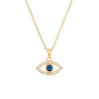 Collar con colgante circonita ojo turco luna azul