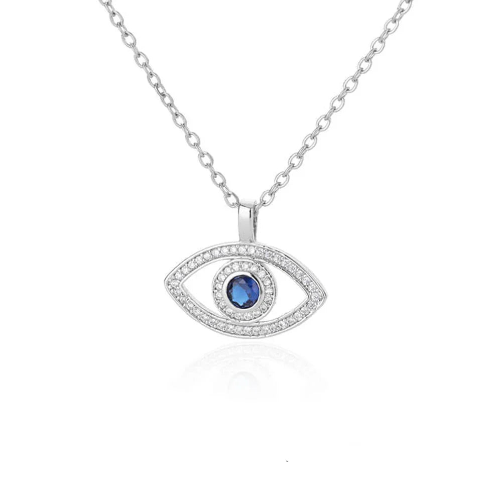 Collar con colgante de circonio Ojo Turco azul en plata