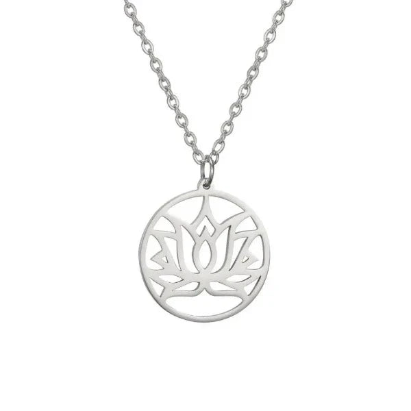 Collar Budista Flor de Loto plata