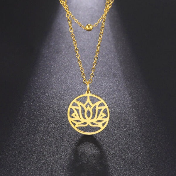 Collar Budista Flor de Loto oro
