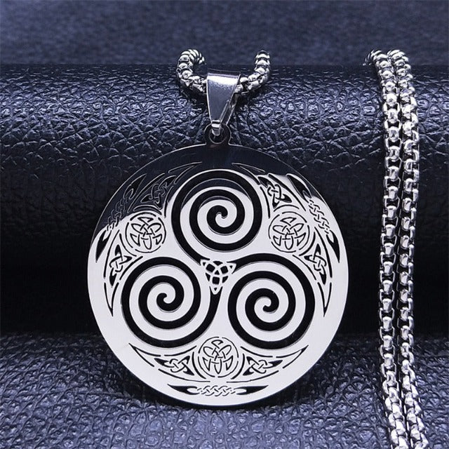 Collar Celta Colgante Triskel Vikingo Hombre Mujer Nórdico plata