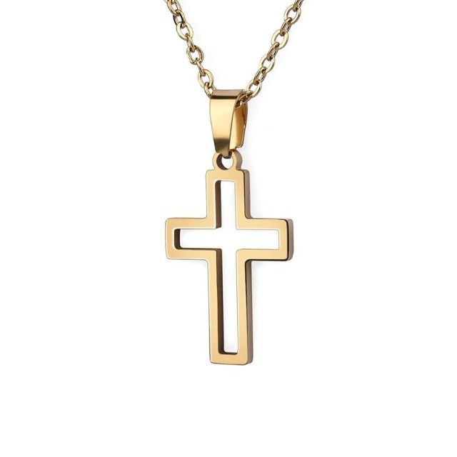 Collar Cristiano Colgante Cruz de Jesús Hombre Mujer oro