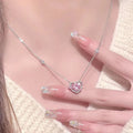 Collar Corazón Brillante para Mujer en Plata Auténtica