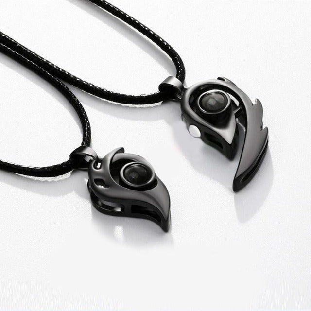 Collar Corazón Separables para Pareja negro