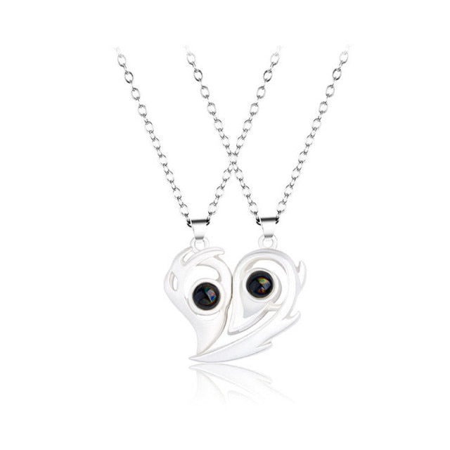 Collar Corazón Separables para Pareja plata
