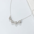 Collar Corazón Trébol de 4 Hojas Colgante Amuleto de la Suerte en Plata