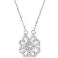 Collar Corazón Trébol de 4 Hojas Colgante Amuleto de la Suerte en Plata