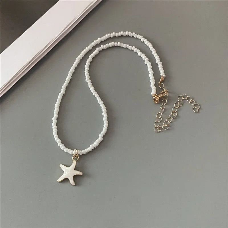 Collar de Concha Estrella de Mar de Color blanco