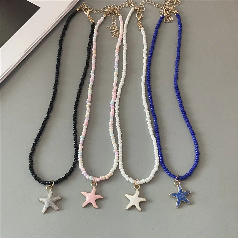 Collar de Concha Estrella de Mar de Color azul