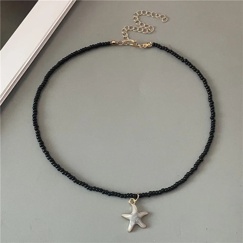 Collar de Concha Estrella de Mar de Color negro