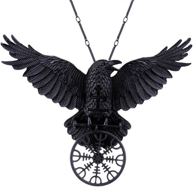 Collar Cuervo de Odín Colgante Celta Vikingo Hombre Mujer Nórdico