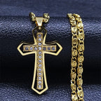 Collar Cruz & Colgante Zirconias oro