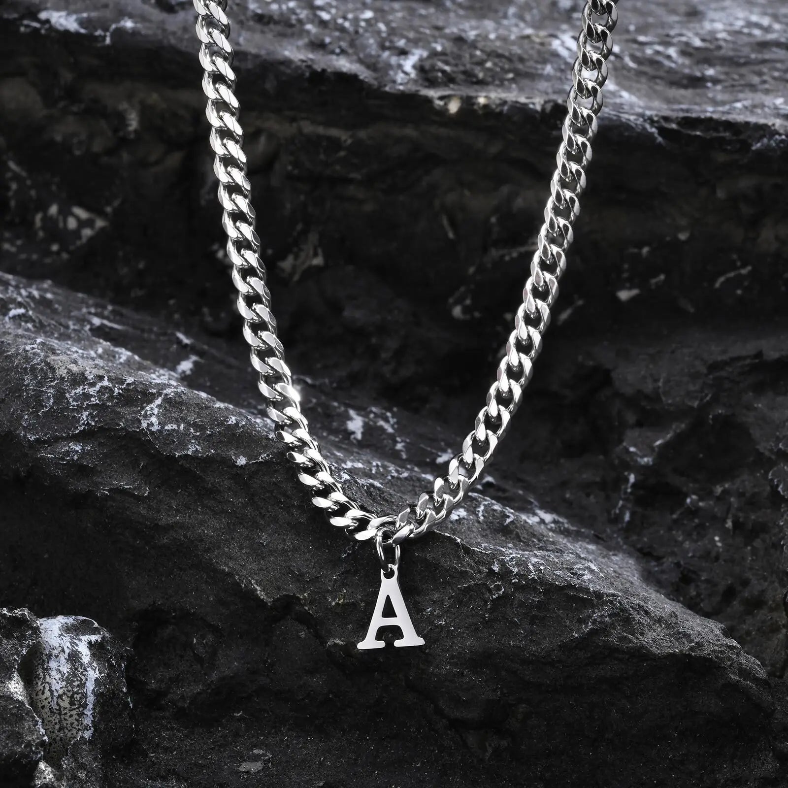 Collier cubain pour homme avec pendentif initiale - lettre