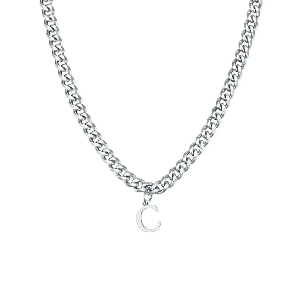 Collier cubain pour homme avec pendentif initiale - lettre