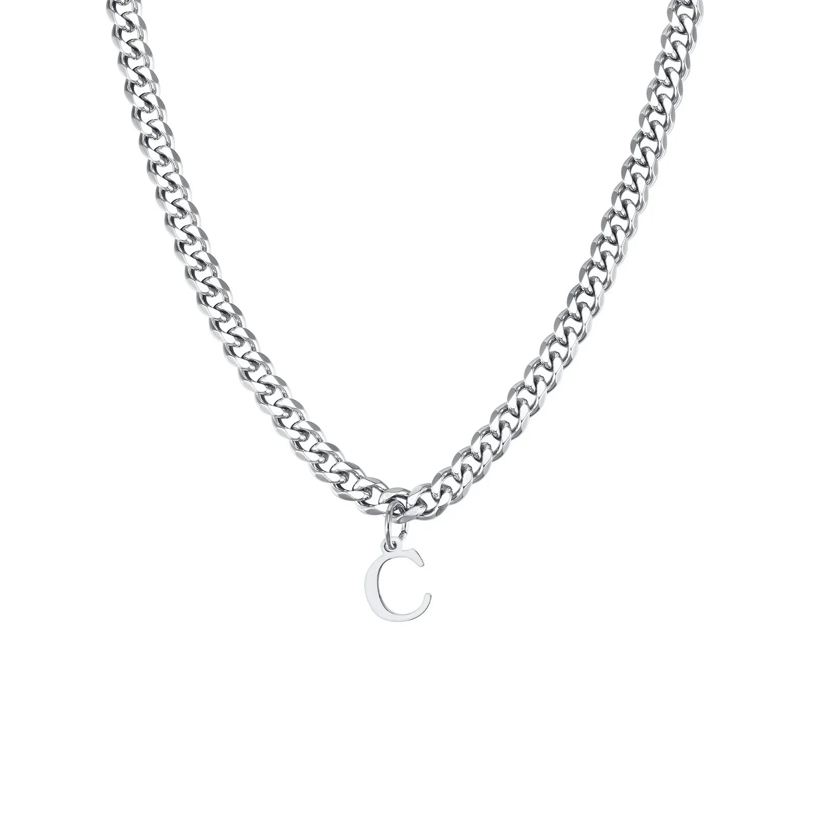 Collier cubain pour homme avec pendentif initiale - lettre