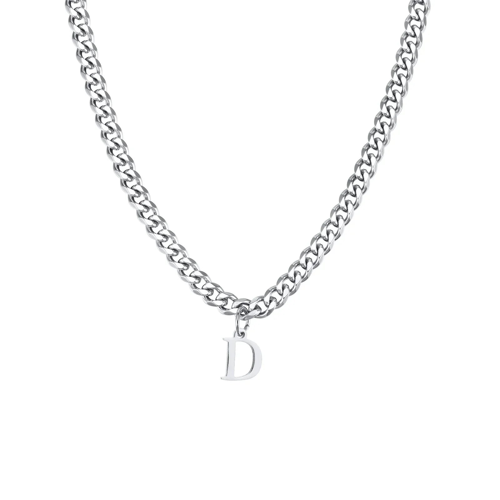 Collier cubain pour homme avec pendentif initiale - lettre