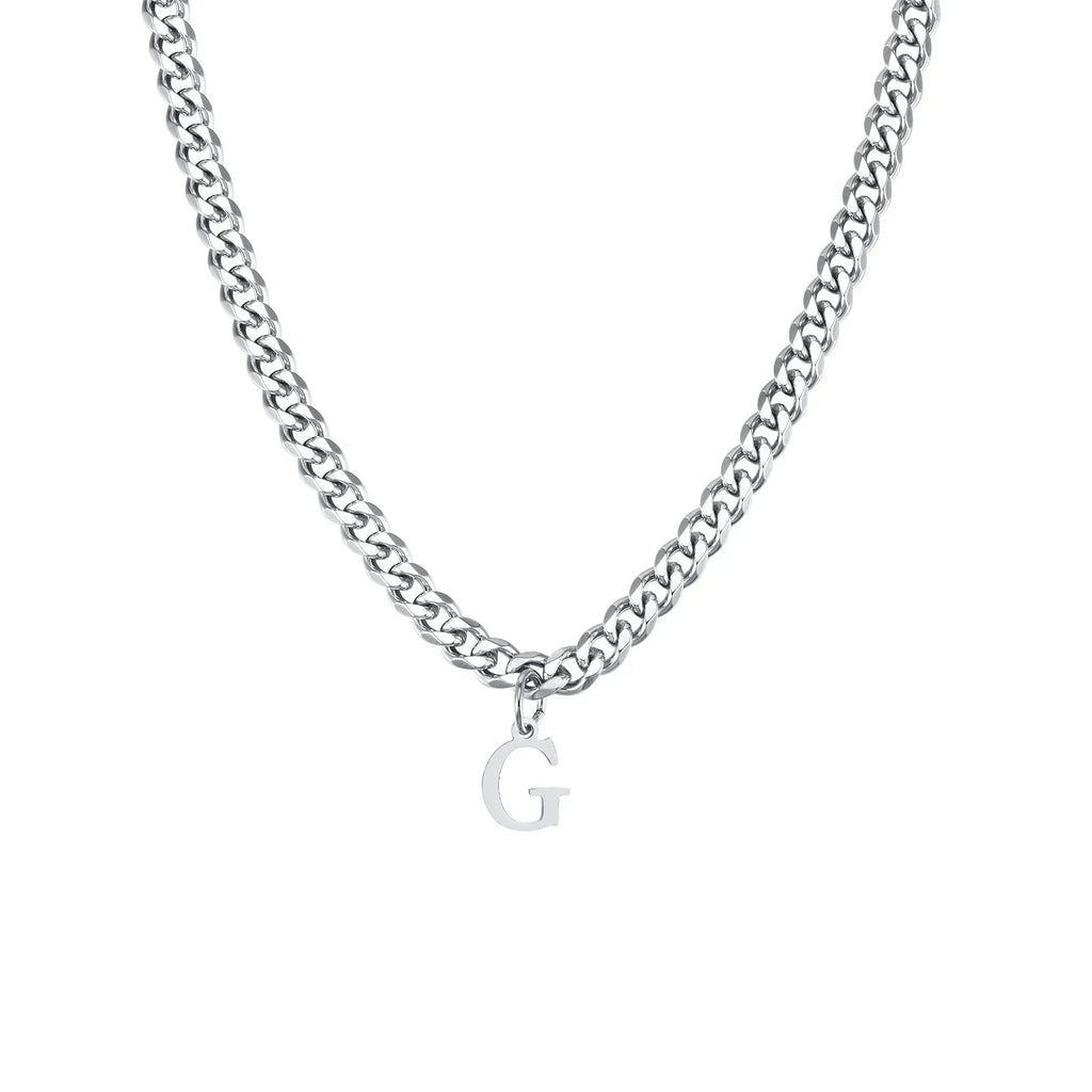 Collier cubain pour homme avec pendentif initiale - lettre