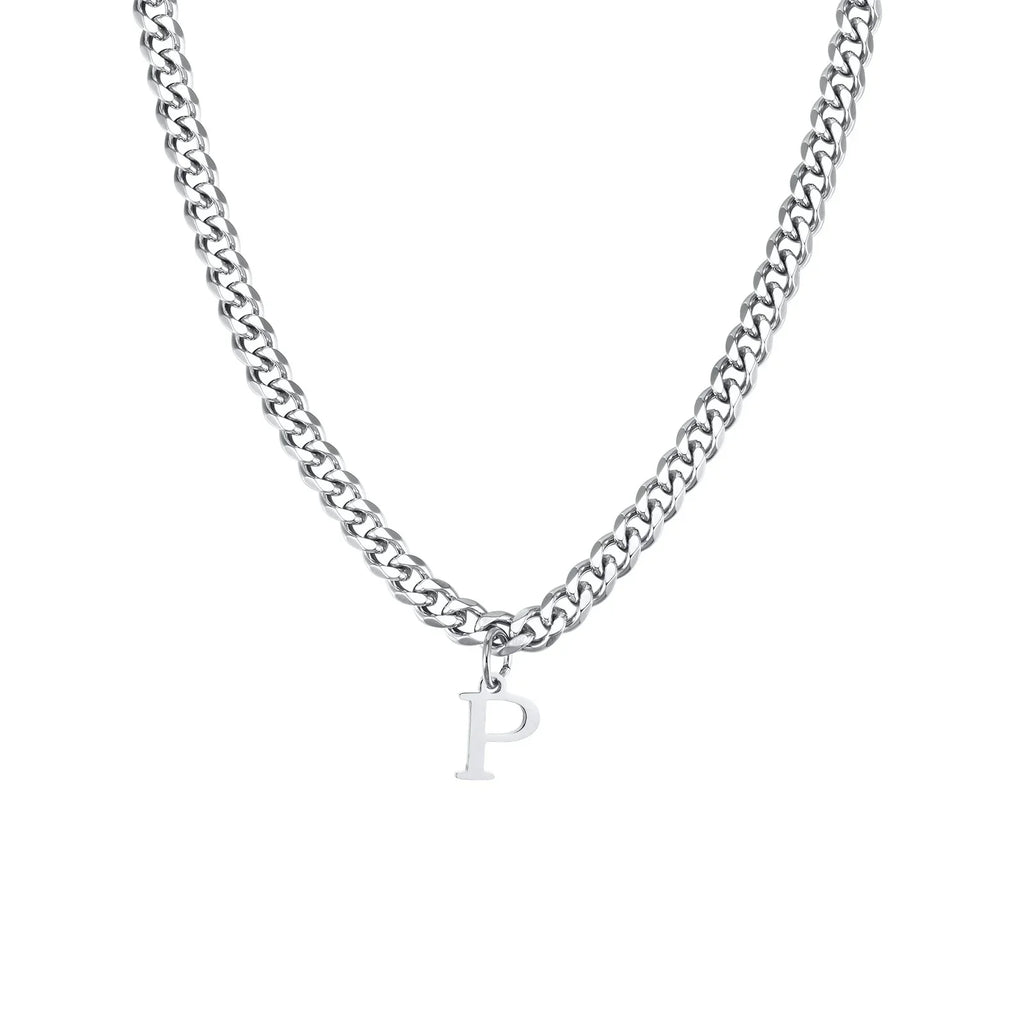 Collier cubain pour homme avec pendentif initiale - lettre