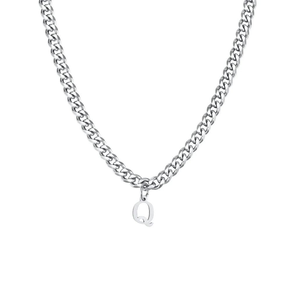 Collier cubain pour homme avec pendentif initiale - lettre