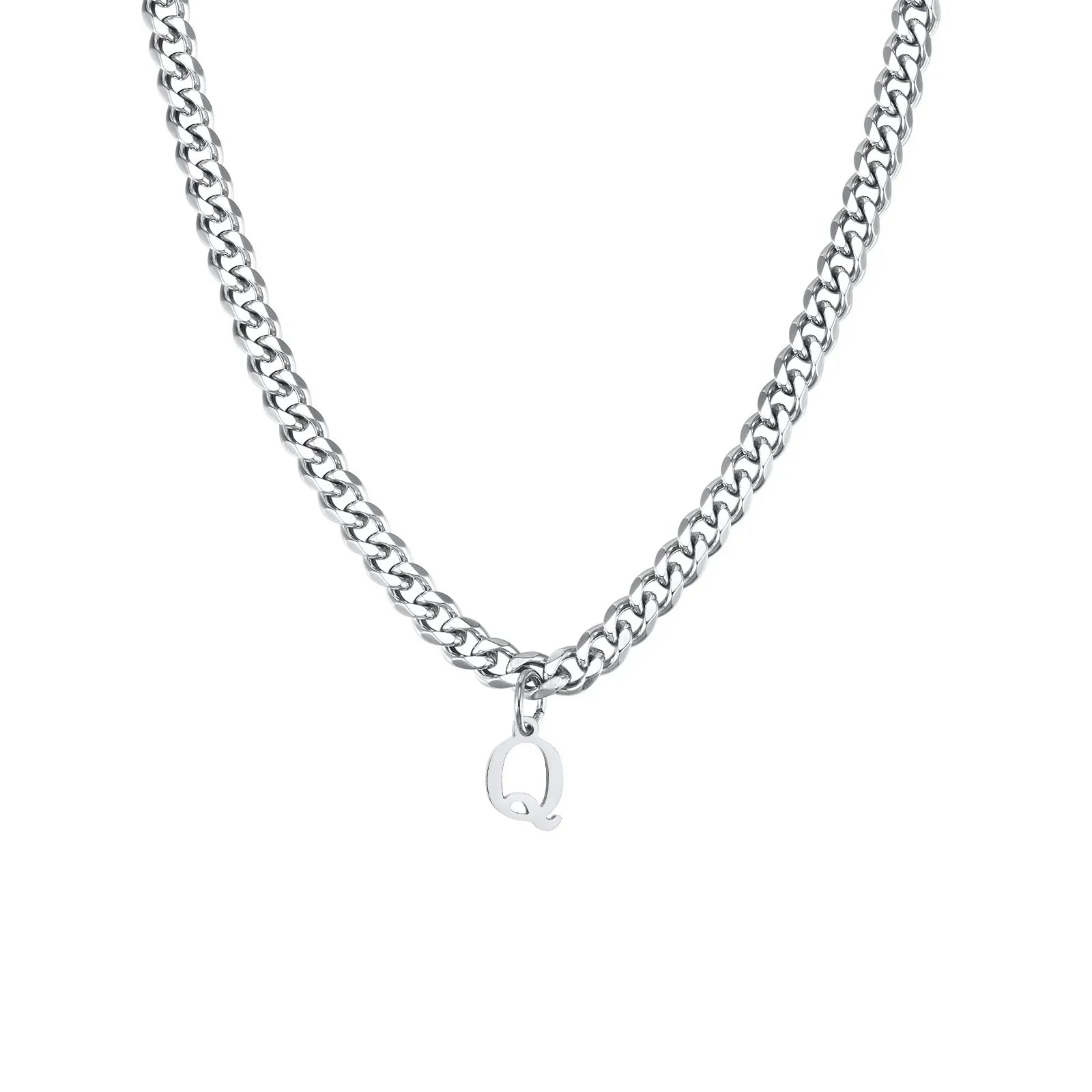 Collier cubain pour homme avec pendentif initiale - lettre