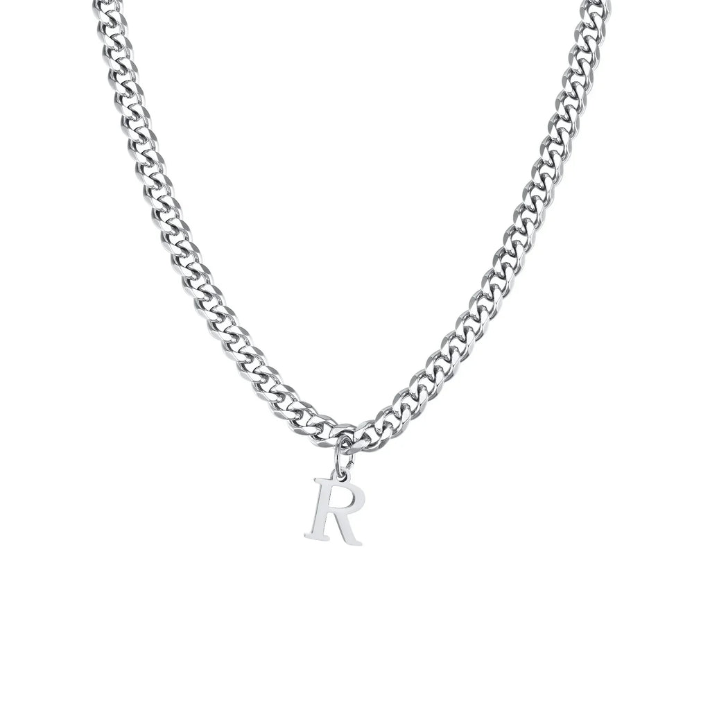 Collier cubain pour homme avec pendentif initiale - lettre