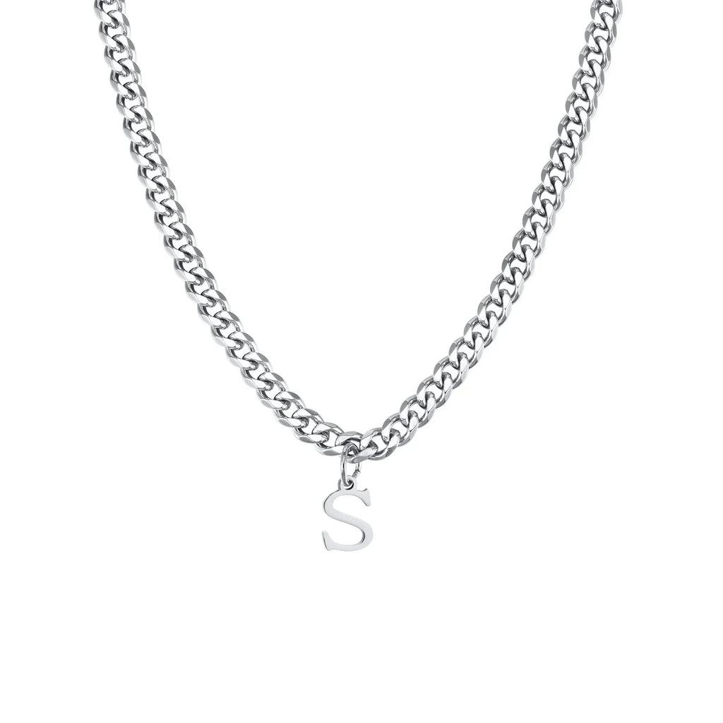 Collier cubain pour homme avec pendentif initiale - lettre