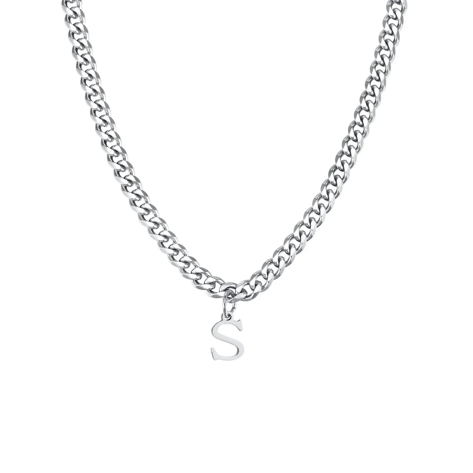 Collier cubain pour homme avec pendentif initiale - lettre