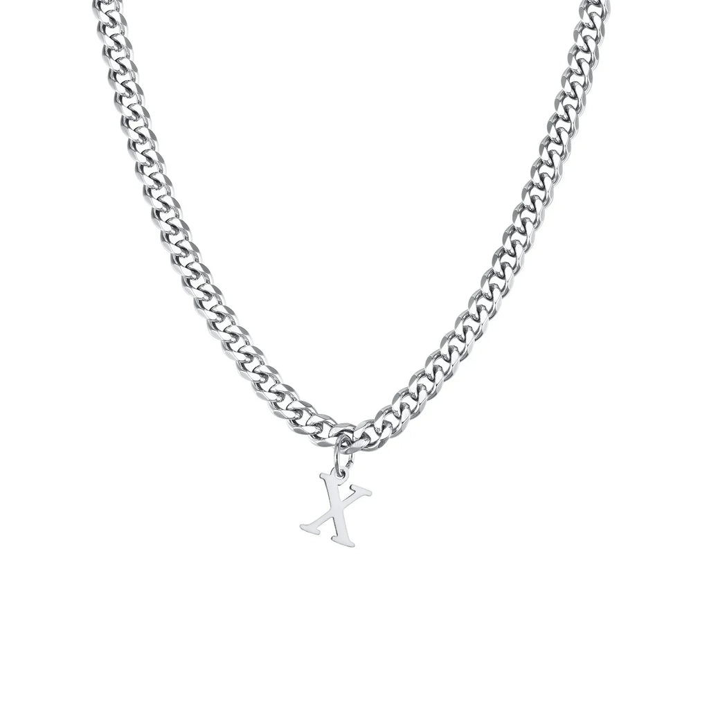 Collier cubain pour homme avec pendentif initiale - lettre