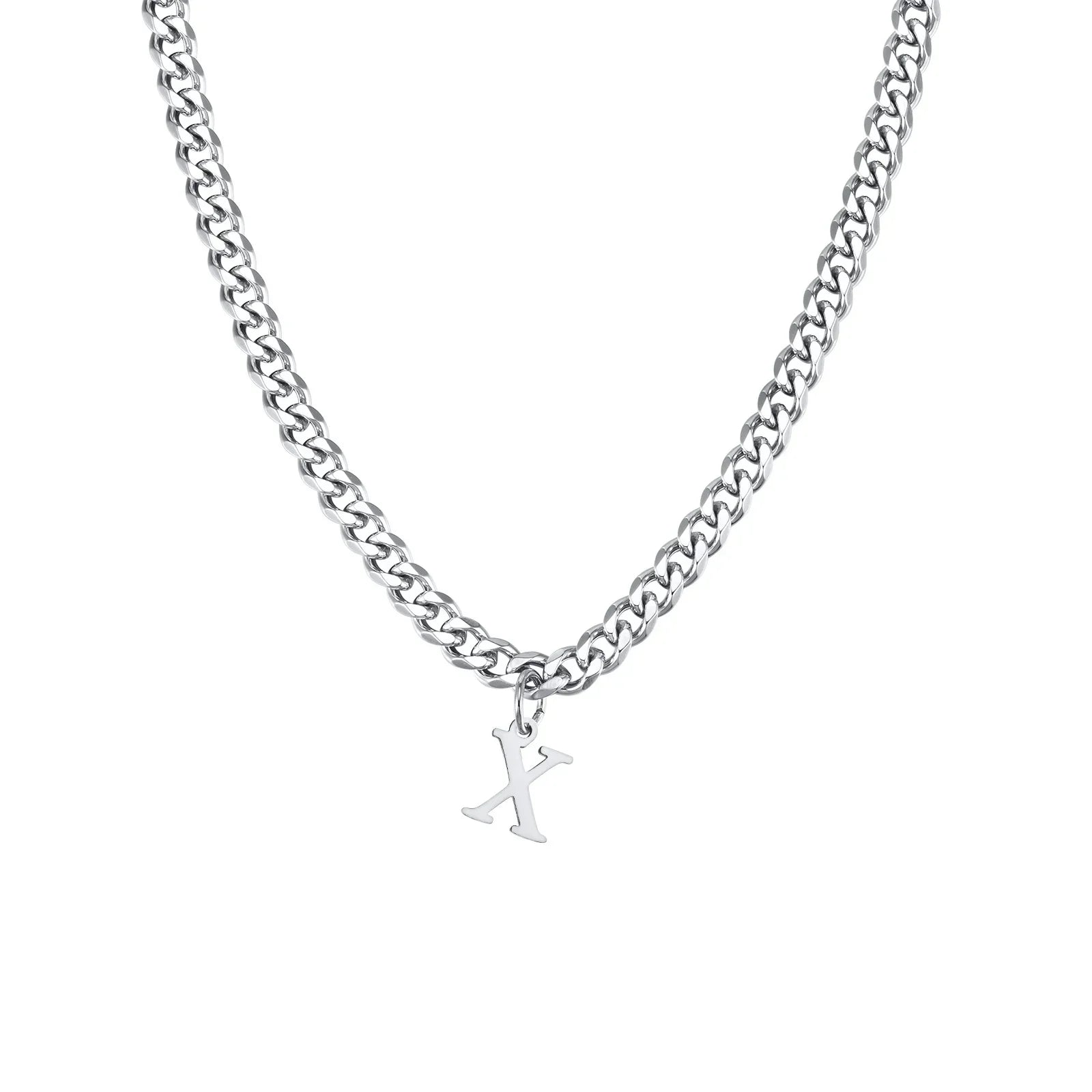Collier cubain pour homme avec pendentif initiale - lettre