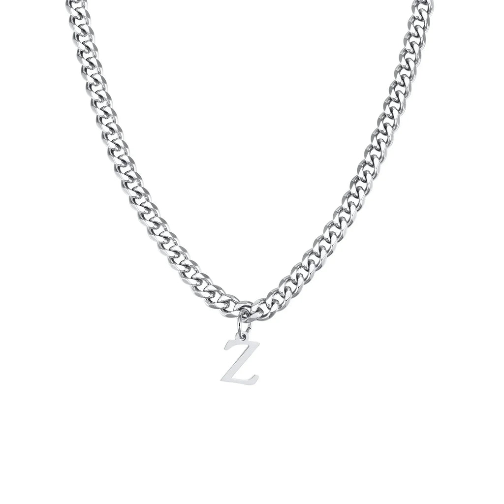 Collier cubain pour homme avec pendentif initiale - lettre