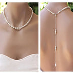 Collar de Espalda para Boda con Perlas para Mujer