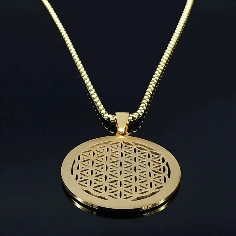 Collar colgante de la Flor de la Vida oro