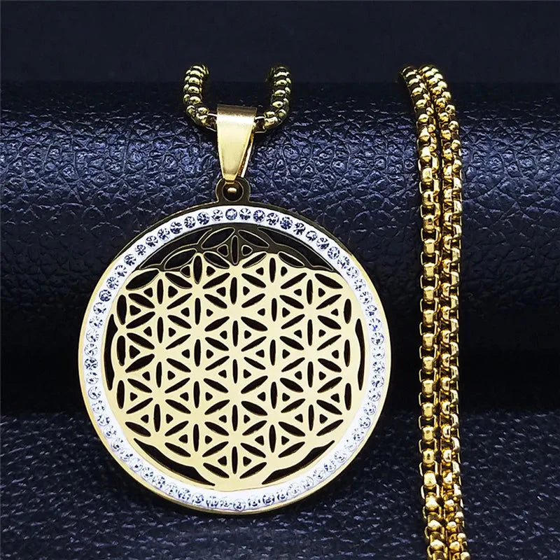 Collar colgante de la Flor de la Vida oro