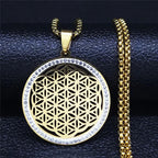 Collar colgante de la Flor de la Vida oro
