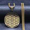 Collar del Colgante Flor de la Vida Yoga oro