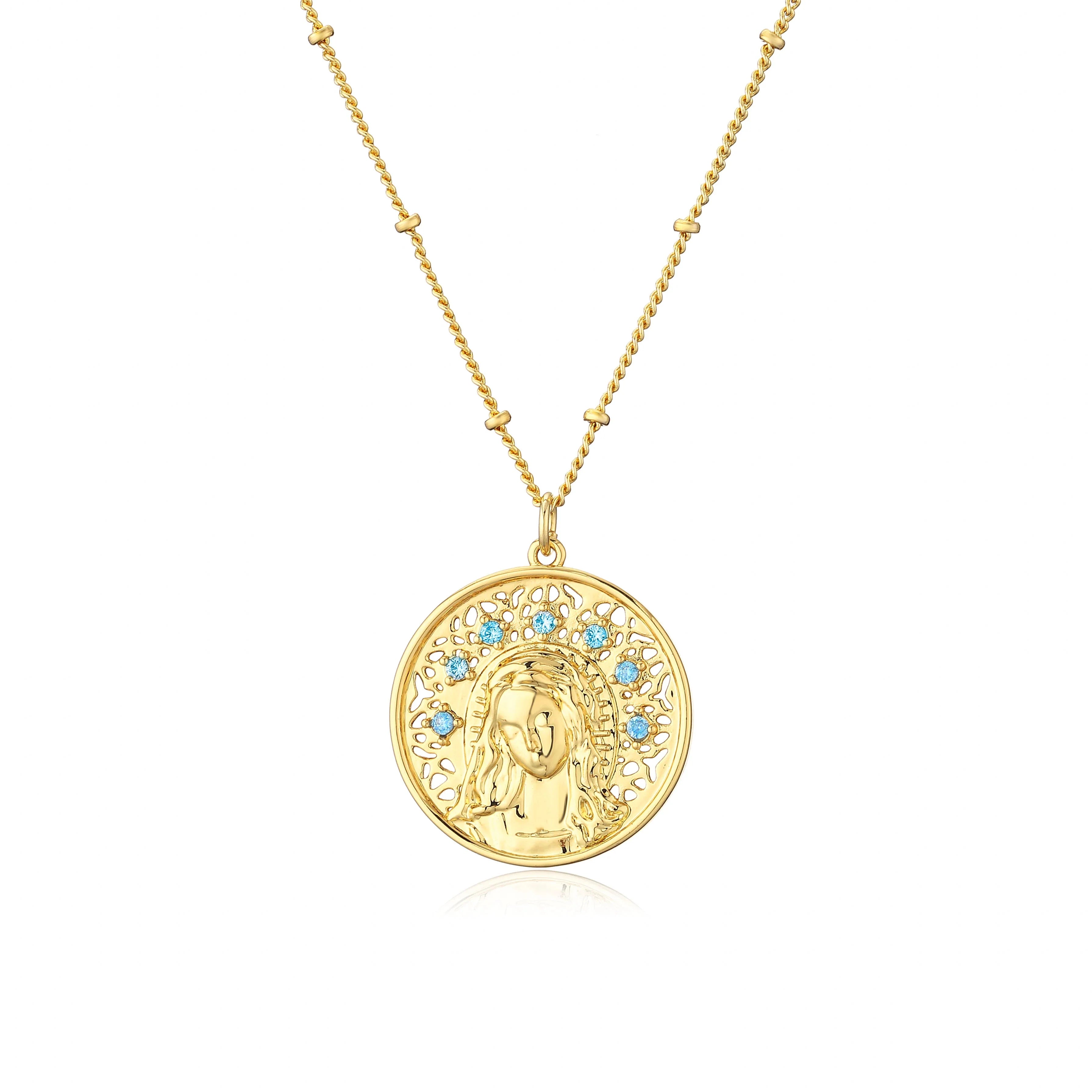 Collar de la Virgen María Colgante Cristiano oro