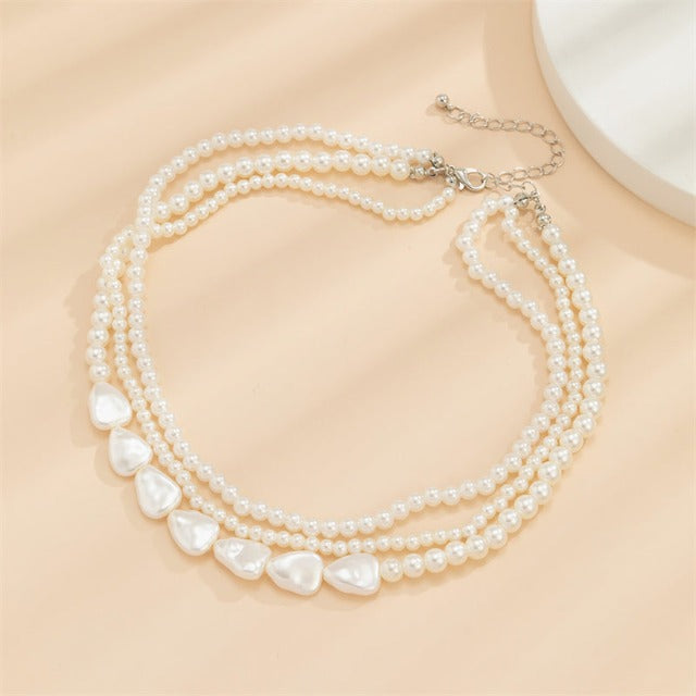 Collar de Perlas Blancas Gargantilla Mujer