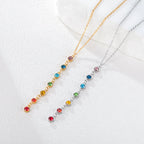 Collar de Protección con Colgante Largo de Piedras 7 Chakras plata