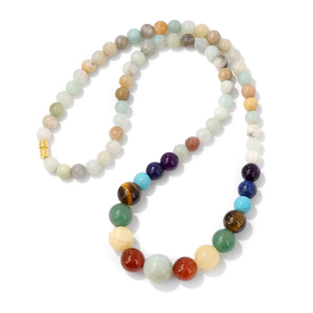 Collar de Protección con Colgante de Piedras 7 Chakras amazonita