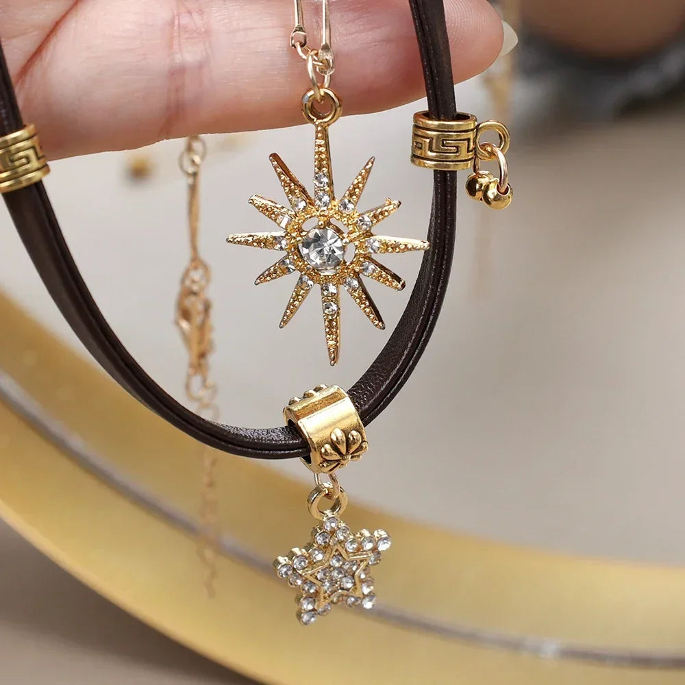 Collar Doble Colgante Sol