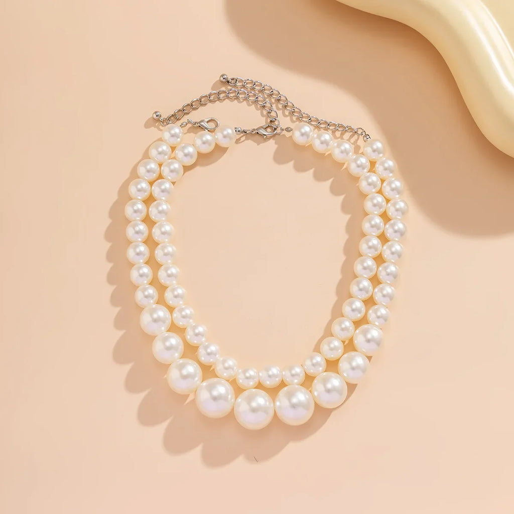 Elegante Collar Doble Gargantilla de Perlas