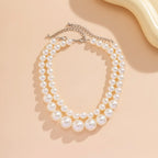 Elegante Collar Doble Gargantilla de Perlas