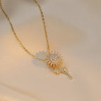 Collar Elegante con Largo Colgante de Flor de Girasol
