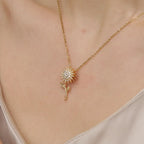 Collar Elegante con Largo Colgante de Flor de Girasol