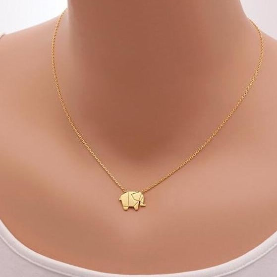Collar Elefante Origami oro